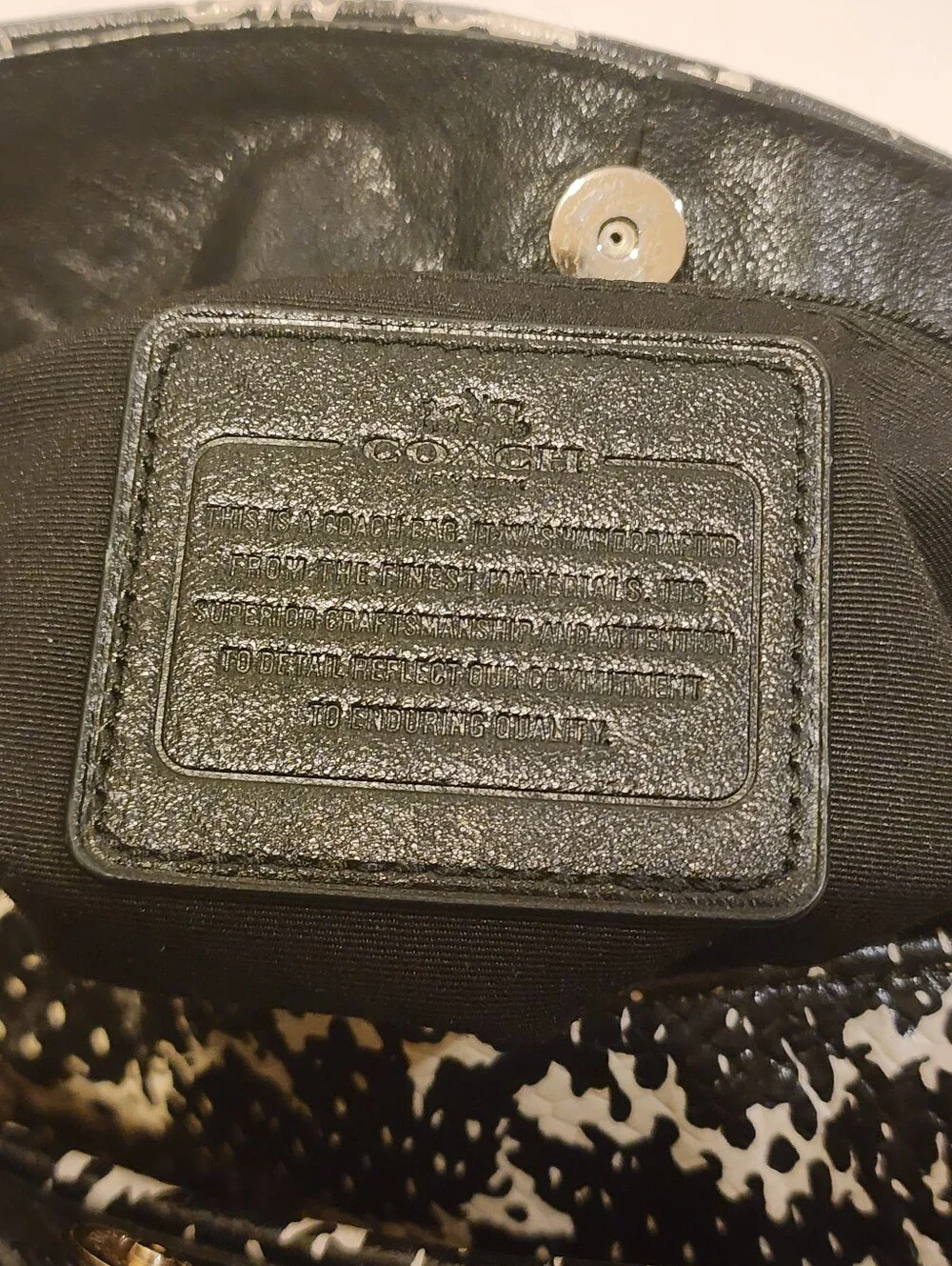 Coach Madison Phoebe Black Two-Tone Python Leather Shoulder Bag Tote Purse